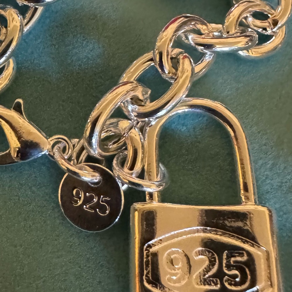 Silver 925 Bracelet Chain with Padlock Pendant
